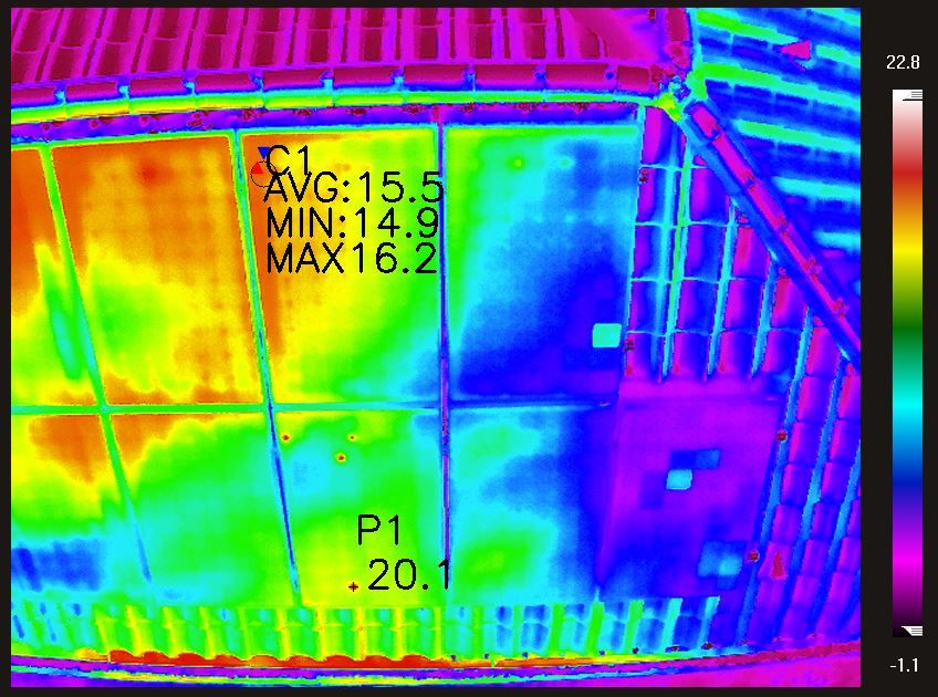 Luftbild Drohnenaufnahme Thermographie PV-Anlage Drohne Inspektion Prüfen